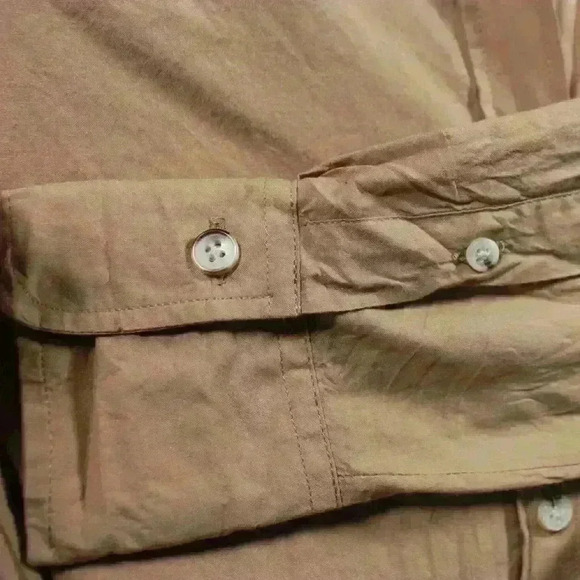 KOTN 100% Egyptian Cotton Khaki Maxi Button Up Collared Shirt Dress Women Size 4 - Picture 6 of 14